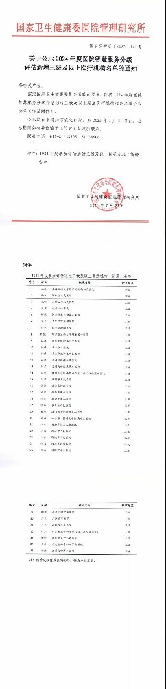 重磅| 2024年度医院智慧服务分级评估新增三级及以上医疗机构名单公示！